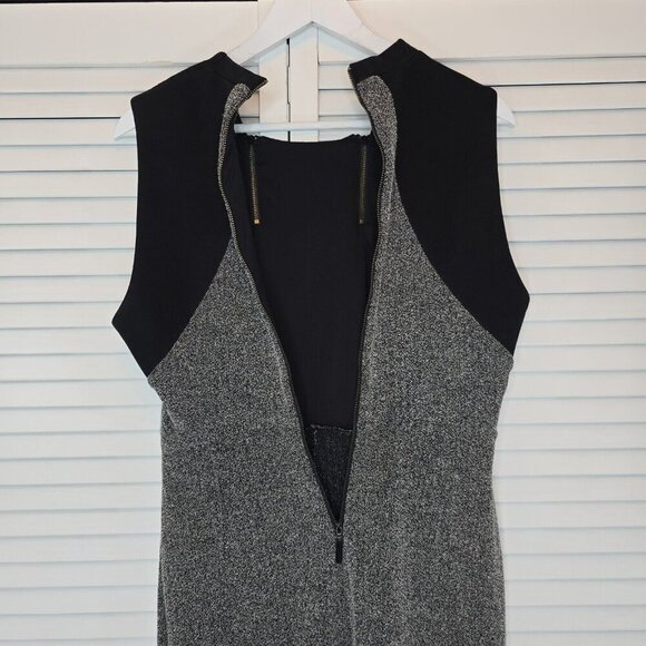 DONNA KARAN Stretch Tweed Sheath Dress Women's 8 Marled Black Gray Preppy Office - Picture 7 of 15